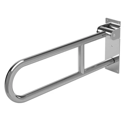 Barre d'appui WC rabattable 60cm en acier inox aide au relevage fixation murale - Photo 1/4