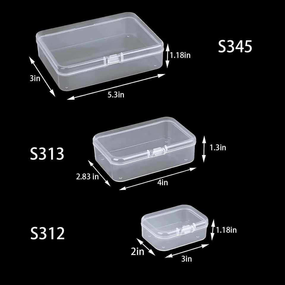 Lots Clear Plastic Storage Container Box Hinged Lid Art Jewelry Making Organizer - Image 4 of 4