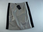 Pringle Of Scotland Skirt Womens 10 Slim Leather Pencil Dove Black SidePanels