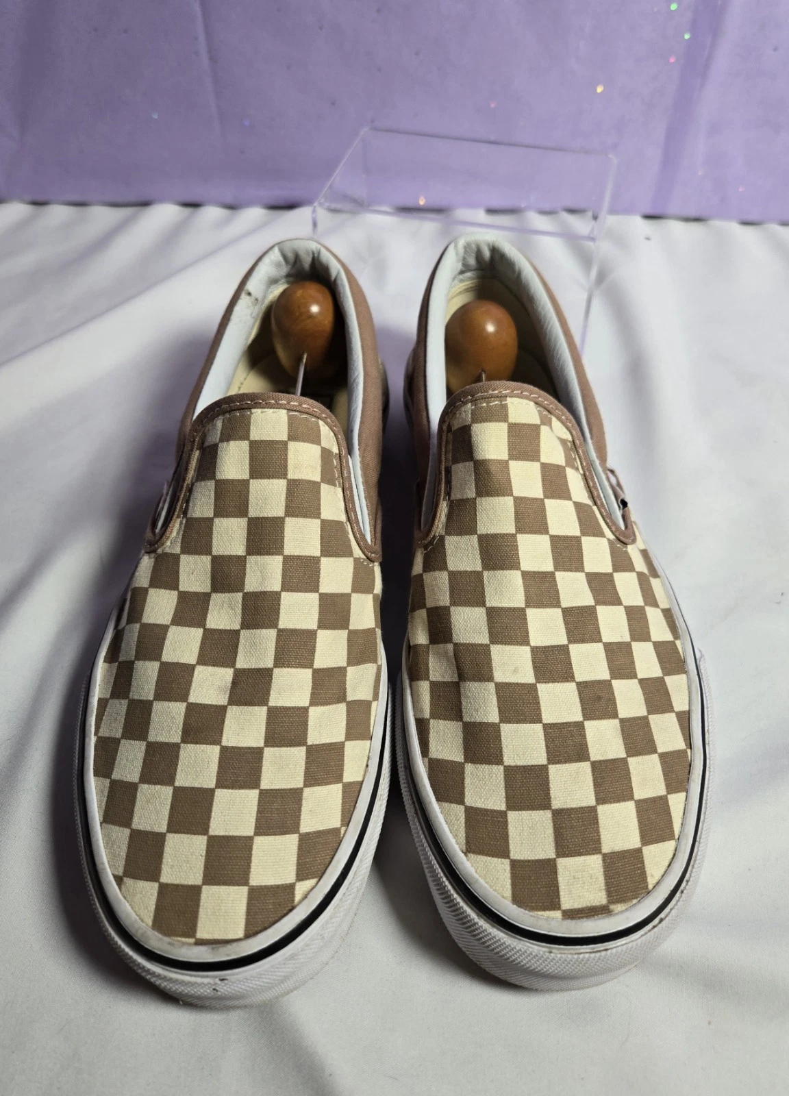 Vans Scarpe da Ginnastica Unisex Adulto Slip On Beige Scacchiera Ottime Condizioni ...