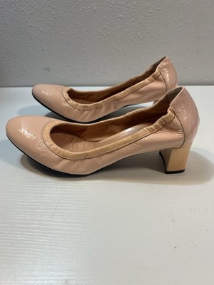 V Versace Ballet Pumps 40 Mid Heels Elastic 1969 Sportivo Nude Pink Patent Dance