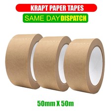 STRONG BROWN KRAFT PAPER PACKING TAPE 50mm x 50M BIODEGRADABLE & ECO-FRIENDLY