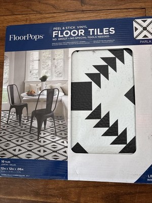 FloorPops PARLA Peel and Stick Floor Tiles Pack of 10- NEW In Box