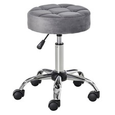 Round Stool Chair Height Adjustable Swivel Salon Stool Rolling with Wheels Grey