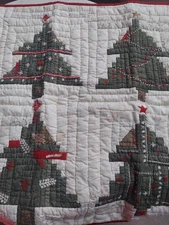 POTTERY BARN Arden Tree Applique Quilted Sham-Euro Christmas Quilted  *READ* 