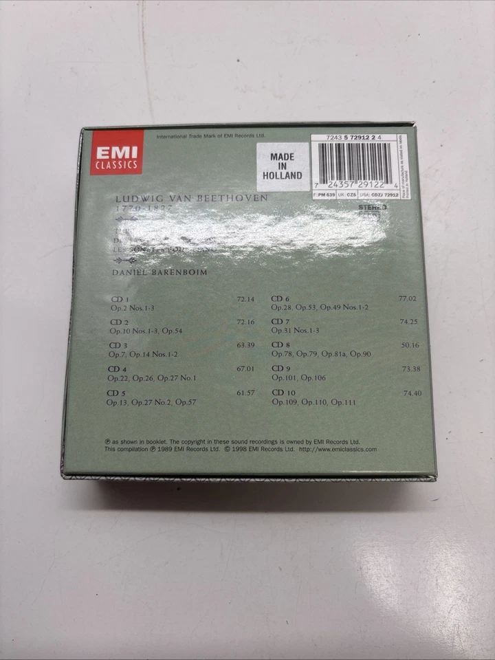 Beethoven The Complete Piano Sonatas Daniel Barenboim 10 CD Box Set EMI Classic Foto 4 de 4