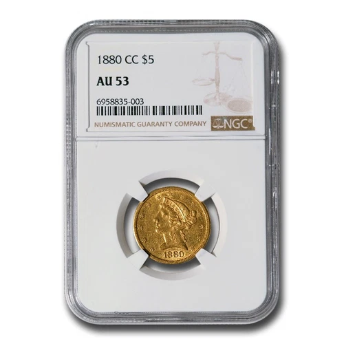 1880-CC $5 Liberty Gold Half Eagle AU-53 NGC