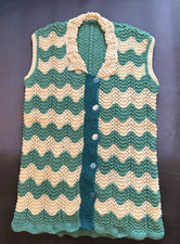 Handmade Crochet women's vest, grandma boho core, collar and buttons