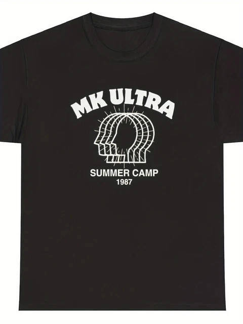 MK Ultra Summer Camp 1987 Graphic Tee 100% Cotton, Casual Cr Size L & XL T-Shirt