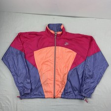 Vintage Nike Elite Windbreaker Jacket Womens Large Colorful Full Zip Collar 90s