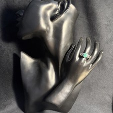 Vintage Sterling Silver 925 Prong Set Untreated Jade Ring Size 7