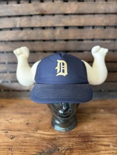 Vintage Detroit Strong 💪Tigers Snap Mesh Back Baseball Hat Old English D Logo