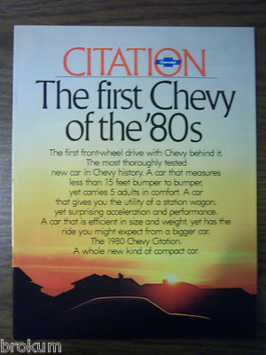 MINT CHEVROLET 1980 CHEVY CITATION 24 PAGE SALES BROCHURE (BOX 605) FREE S/H