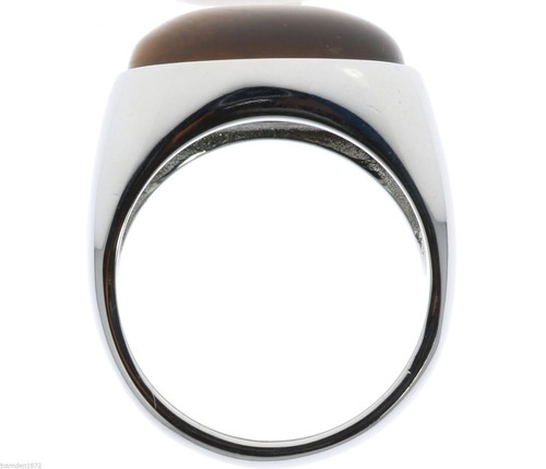 Oval Tiger Eye Polished Stainless Steel Mens Ring Size 10 T25 - Picture 5 of 5