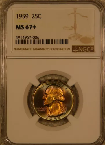 1959 25C Washington Quarter Certified NGC MS67+ Superb GEM Silver PQ Toning