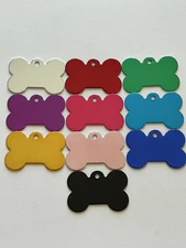 CUSTOM ENGRAVED PERSONALIZED PET TAG ID DOG-Bone Shape-10 Color Choices