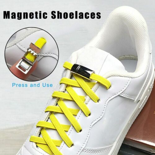 Magnetic Shoelaces Elastic No Tie Shoe Laces Sneakers Laces Lazy Shoelace Lock - Picture 1 of 21