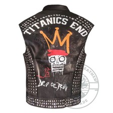 Biker's Club Wear Pyramid Studs Premium Leather Patches Handmade Vest Jacket