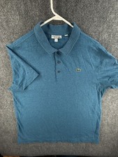 Lacoste Sport Blue Short Sleeve Polo Shirt Men Croc Logo Cotton 2XL Peru Made