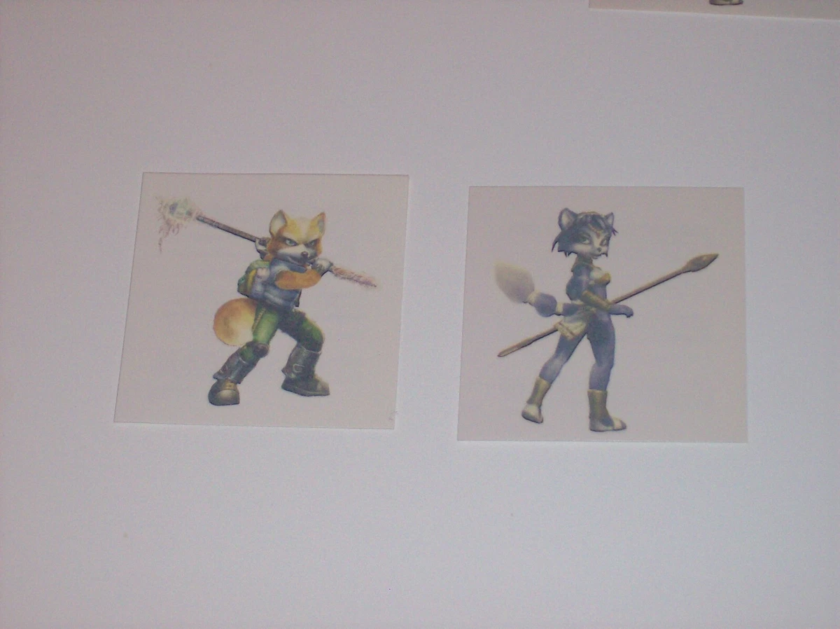Two temporary tattoos, one of Fox McCloud, and the other of Krystal, both as depicted in Starfox Adventures.