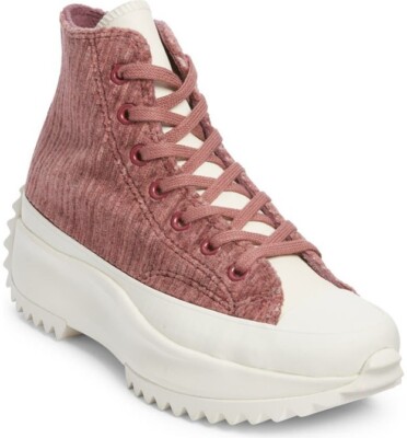 Converse Run Star Hike Platform Velour Sneakers Dark Wine Womens Size 8.5 NEW