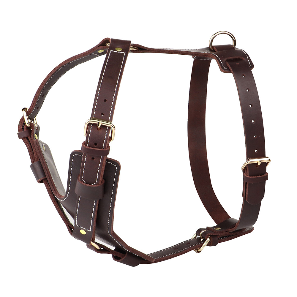 3-teiliges Hundegeschirr-Set Aus Leder – Mit Nieten, Für Mittelgroße/große Hunde Wie Pitbull, Mastiff, Boxer, Größe M (Hals: 43-51 Cm)