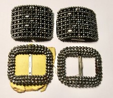 Cut Steel Shoe Buckles VTG Lot Made In France 1 on Original Card France Holfast