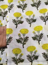 5 Yard Hand Block Print Handmade Cotton Indian Natural Sanganeri Print Fabric