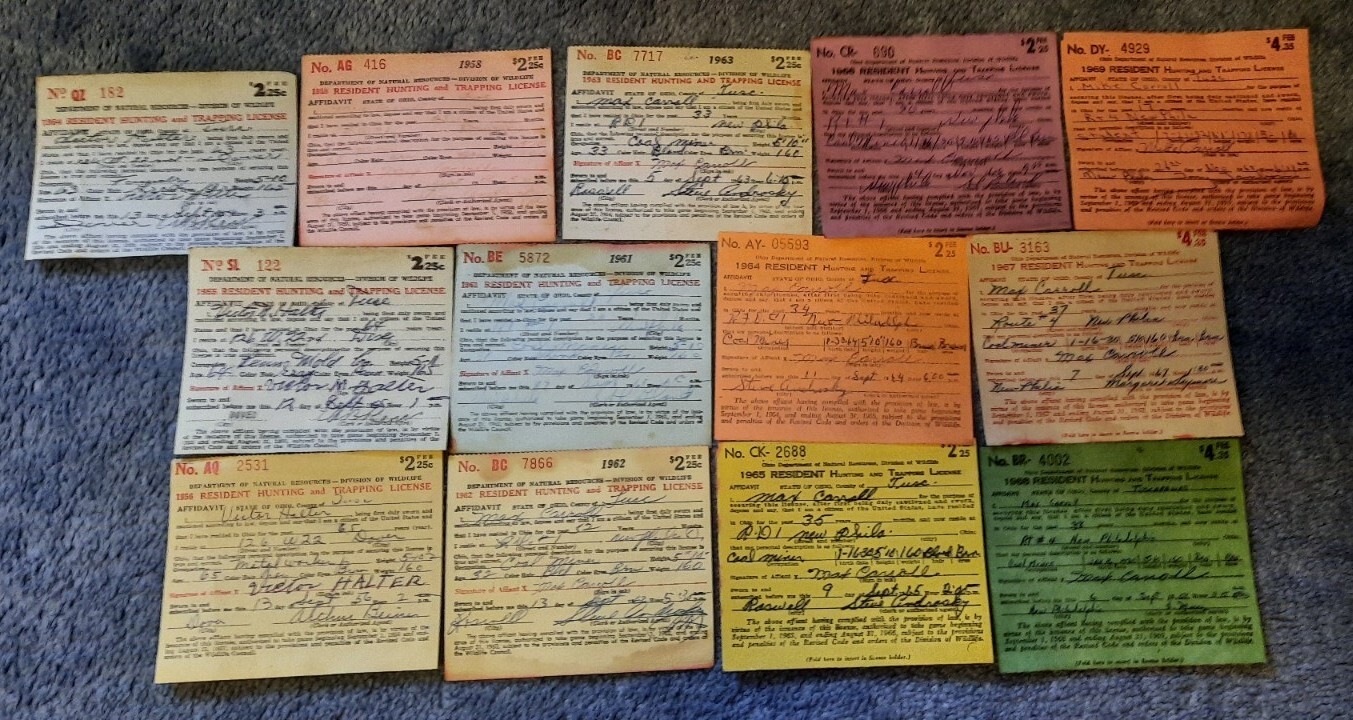 Lot of 13 Vintage Ohio Hunting License Assorted 19541969 eBay