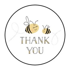 30 1.5" THANK YOU BEE ROUND STICKERS ENVELOPE SEALS FAVOR LABELS
