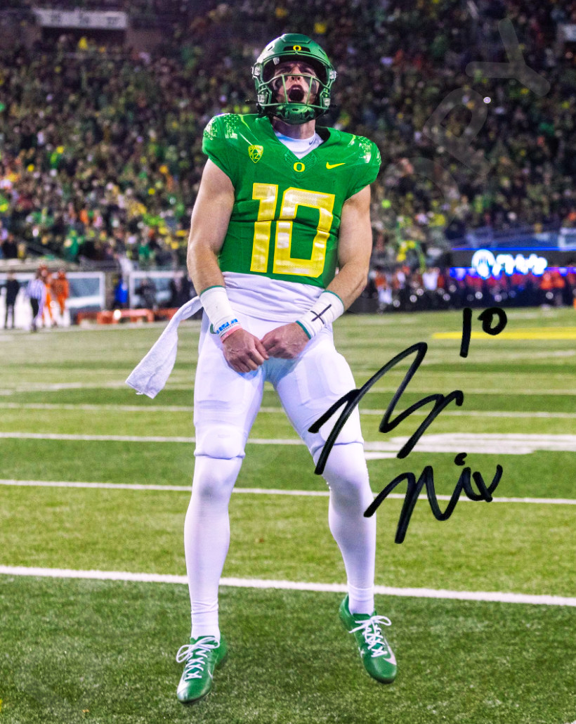 Bo Nix Auto 8x10 Photo Signed Oregon Ducks Reprint Touchdown Celebration
