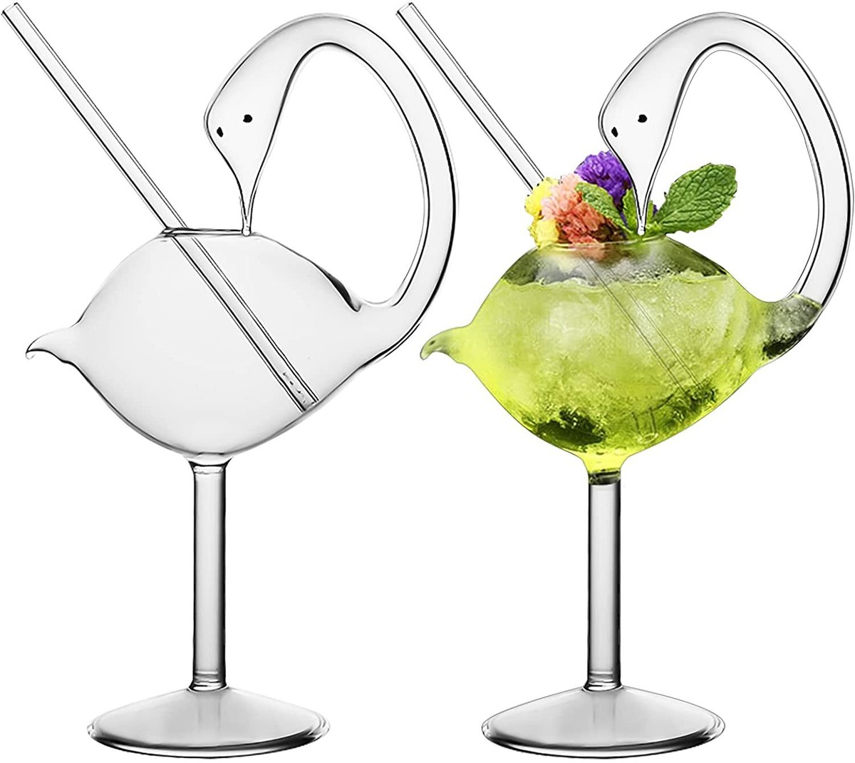 Cocktail Glass Set of 2 Swan Glass 6 oz Creative Drinking Glasses wedding  gift
