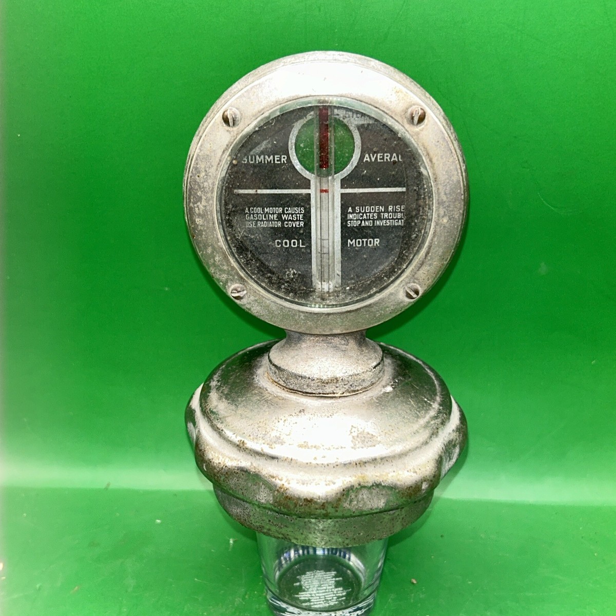 1920's BUICK MASTER Motometer Temp Heat Gauge Radiator Cap Hood