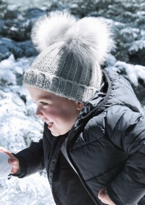 Neonato Inverno Unisex Lusso Pelliccia Finta Doppio Pompon Ragazzi,Cappello  | eBay