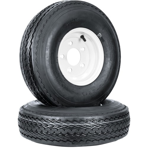 Trailer Tires On Rims 570-8 5.70-8 5 Lug on 4.5" White Wheel 6PLY, Set of Two - 第 1/8 張圖片