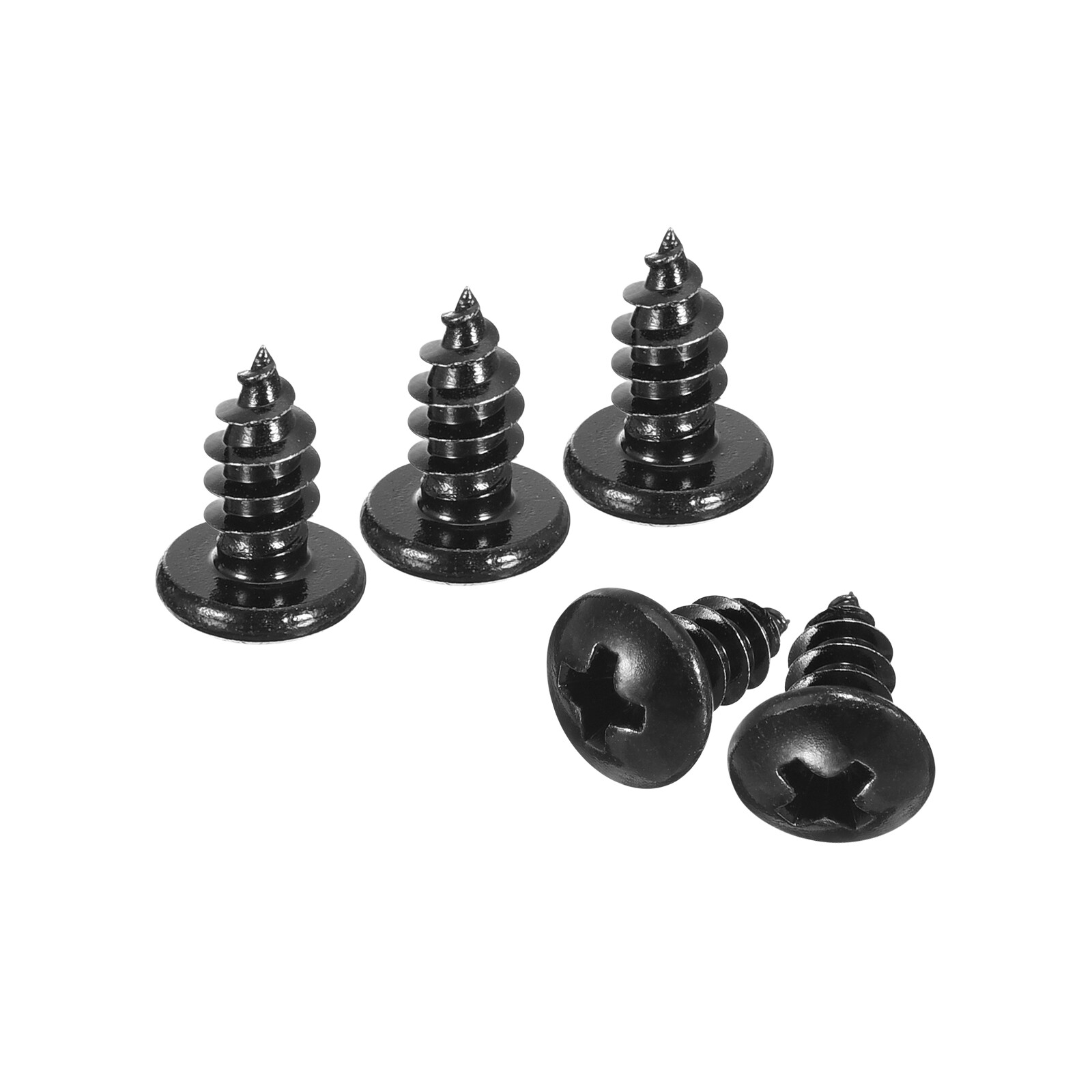 5mm x 10mm Phillips Pan Head Self-tapping Screw, 50pcs Round Head (Black)
