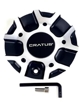 Cratus Wheels Machined Silver / Black Wheel Rim Center Cap CR-104 (1 CAP) + BOLT