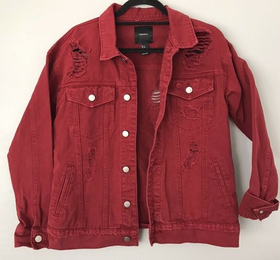 wine red denim jacket