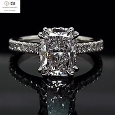 IGI 2.00CT F VS1 Radiant Cut Lab Grown Diamond Engagement Ring In 14K White Gold