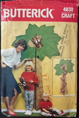 4838 Butterick Craft Sewing Pattern Kids GROWTH CHART Coconut Tree Monkey UC