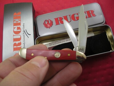 CASE RUGER RED MICARTA PEANUT KNIFE NEVER USED IN BOX # 10220 SS  D5