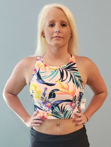 Women's Swimsuit TOP ONLY High Neck Top Size Small Color Pink Floral (Old Navy)
