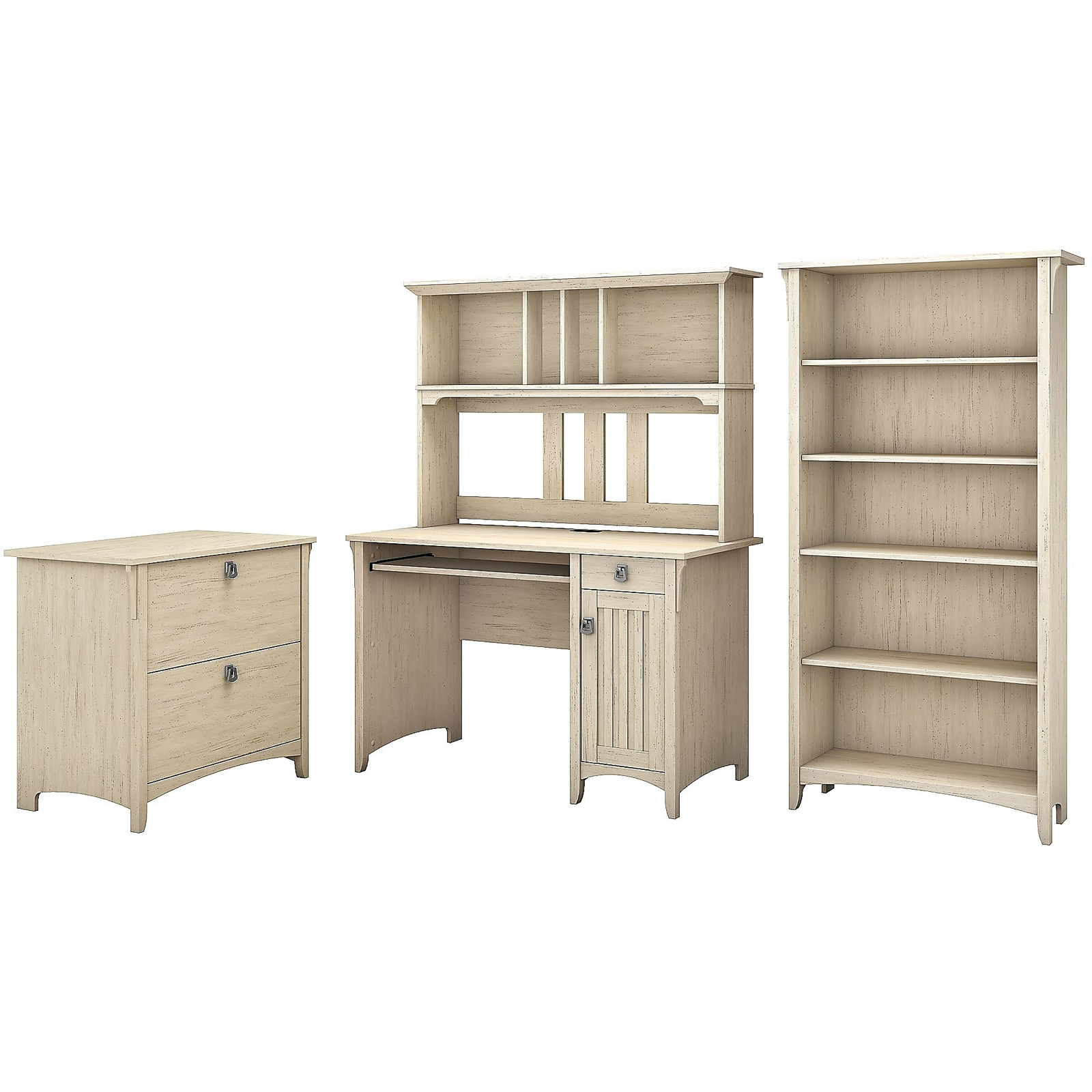 Bush Furniture Mission Desk W Hutch Lateral File Cabinet And 5 Shelf Bookcase For Sale Online