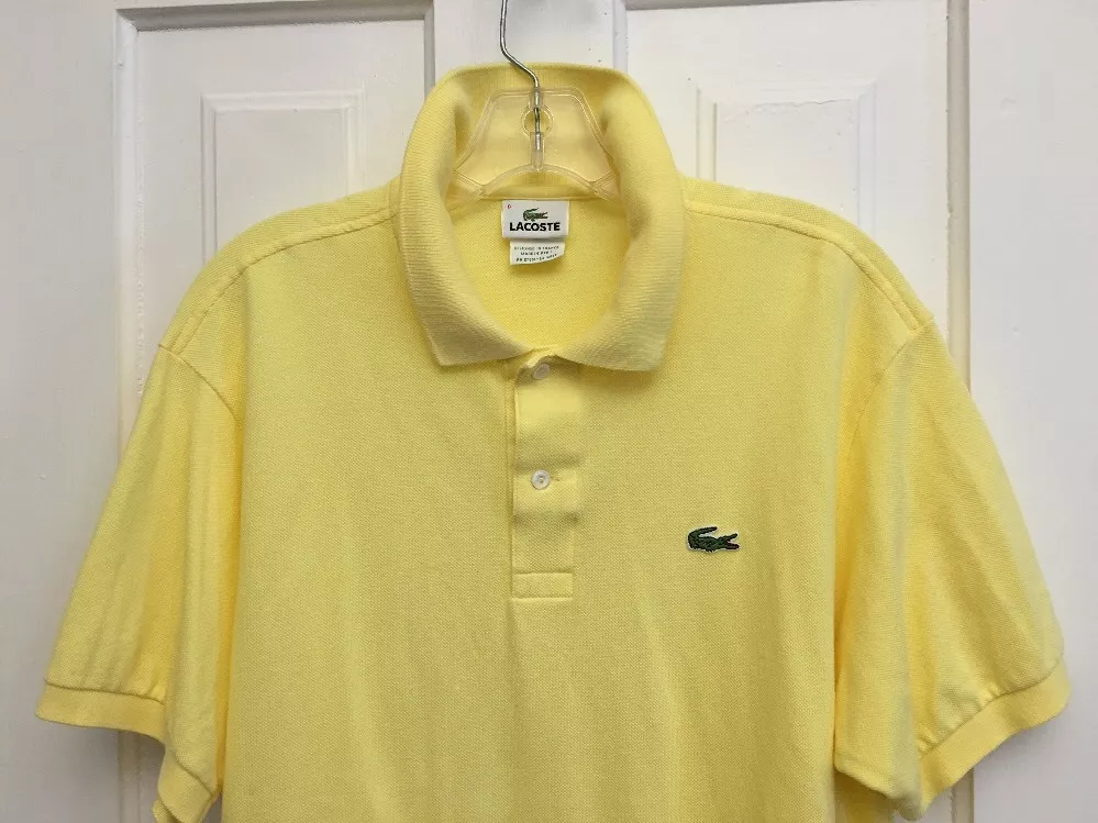 Men s LACOSTE Polo Shirt Yellow 100 Cotton Short Sleeved Sz 6