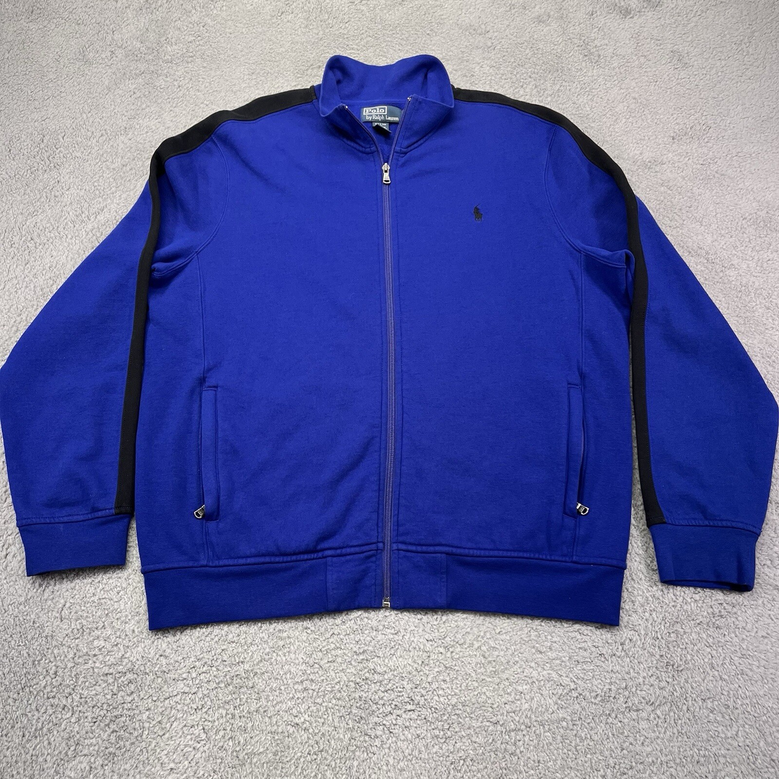 Polo Ralph Lauren giacca uomo extra large blu full zip pile pesante pony