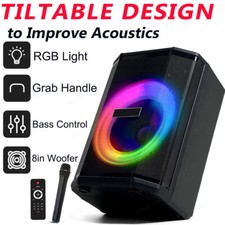 2400W Portable Bluetooth Speaker Loud  Crisp Sound Tiltable Function 8" Woofer