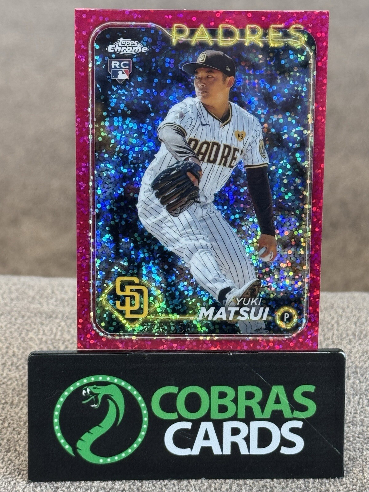 Yuki Matsui 2024 Topps Chrome #116 Magenta Speckle Refractor /350 RC