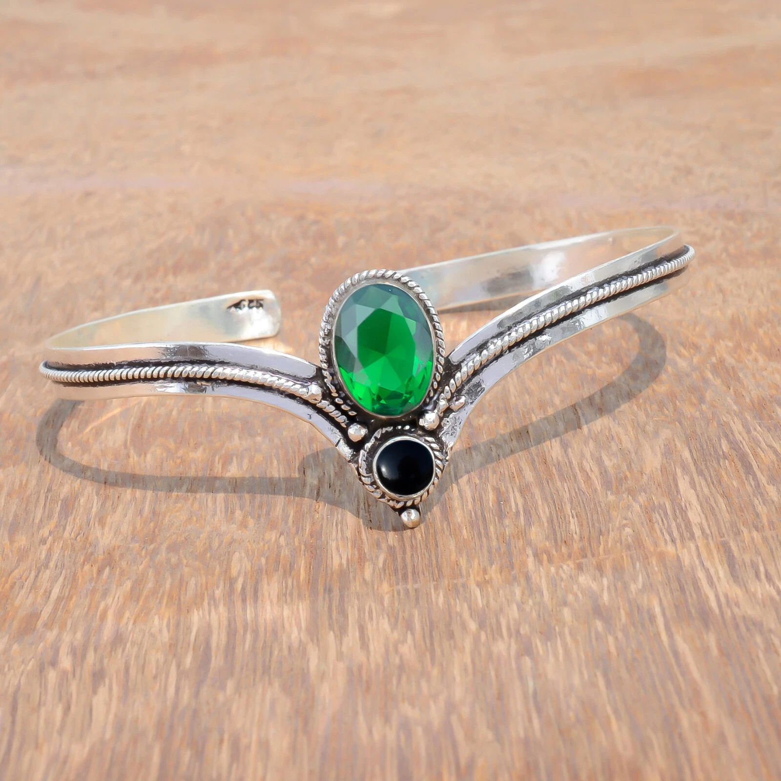 VALENTINO Bracciale argento sterling 925 pietra preziosa onice cromata diopside e onice nera regalo per lei