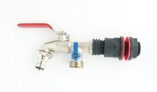 3/4" Tank / Water Butt / IBC Adapter to plated brass DOUBLE outlet lever tap 