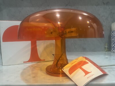 Rare Giancarlo Nessino Artemide Orange Italian Design Table Lamp Mushroom New!